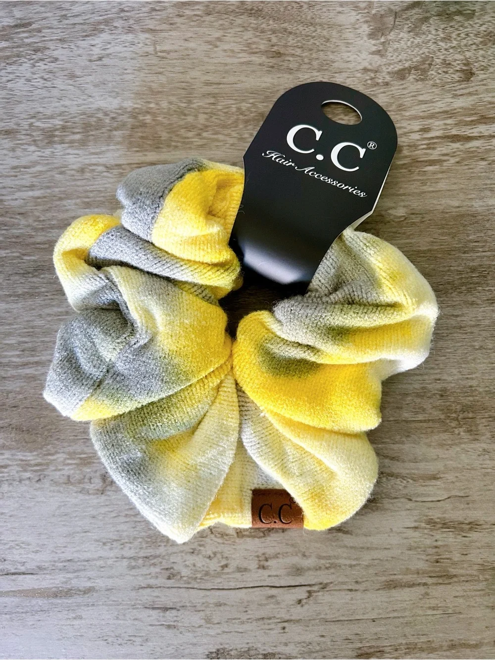 C.C Yellow & Grey Tie-Dye Soft Scrunchie Hair Accessory